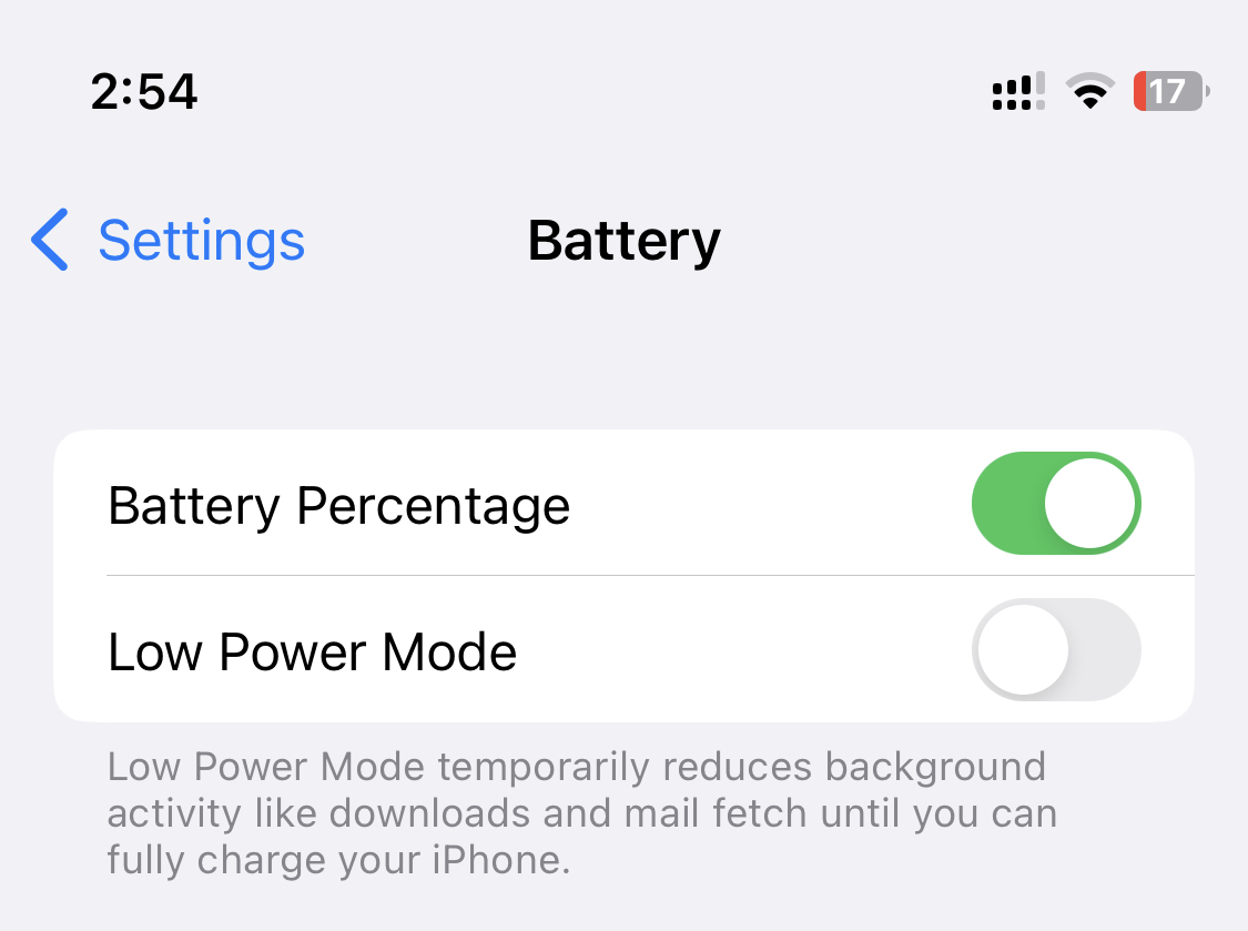 After turing on Battery Percentage on iPhone.